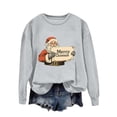 thumbnail image 1 of asdoklhq Christmas Womens Flannel Shirt Women's Round Neck Printed Loose Fitting Long Sleeve Hoodless Sweatshirts Gray S, 1 of 7
