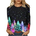 thumbnail image 1 of asdoklhq Christmas Womens Long Sleeve Tops Women's Casual Christmas Print Round Neck Long Sleeve T-Shirt Loose Top Multicolor 3X, 1 of 5