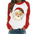 thumbnail image 1 of asdoklhq Christmas Womens Long Sleeve Tops Women's Casual Christmas Printed Long-sleeved Round-neck Raglan Sweater Red 2X, 1 of 3