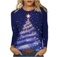 thumbnail image 1 of asdoklhq Christmas Womens Sweatshirt Women's Casual Christmas Print Round Neck Long Sleeve T-Shirt Loose Top Multicolor M, 1 of 5