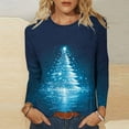 thumbnail image 1 of asdoklhq Christmas Womens Tops Christmas Women's Fashion Tees Casual Round Neck Loose T Shirt Long Sleeve Christmas Print Shirt Multicolor 3X, 1 of 6