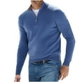 thumbnail image 1 of asdoklhq Clearance, 2025 Summer Fall Mens Tops Clearance under $5 Men's Fashion Wool Sweater Stand Up Collar Solid Long Sleeved Knitted Pullovers,Navy XL, 1 of 2