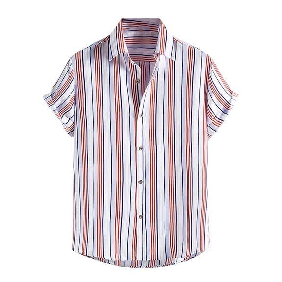 asdoklhq, 2026 Summer Fall Mens Tops under $5 Men's Hawaiian Shirt Short Sleeves Printed Button Down Summer Beach Shirts Tops,Red M