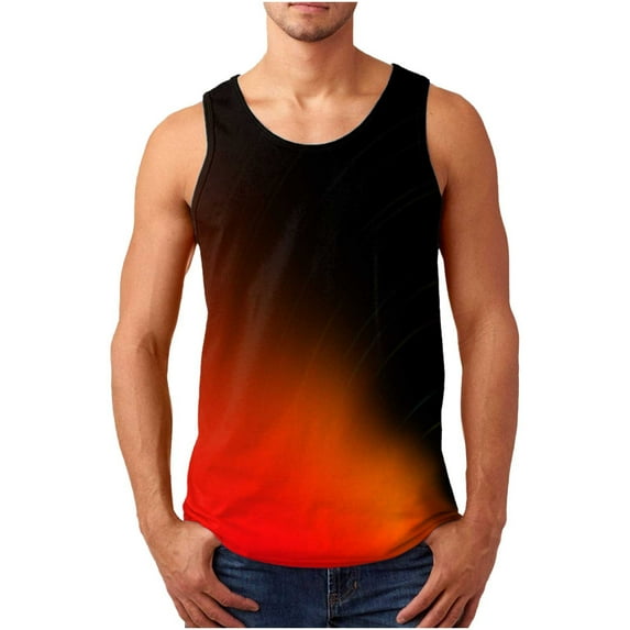 asdoklhq Clearance, 2025 Summer Fall Mens Tops Clearance under $5 Men's 3D Printed Sports and Leisure Vest Sleeveless Pullover Slim Fit Vest,Black XL