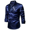 thumbnail image 1 of asdoklhq Clearance, 2025 Summer Fall Mens Tops Clearance under $5 Men's Autumn and Winter Fashion Casual Sequins Shirt Long Sleeve Top,Blue S, 1 of 4