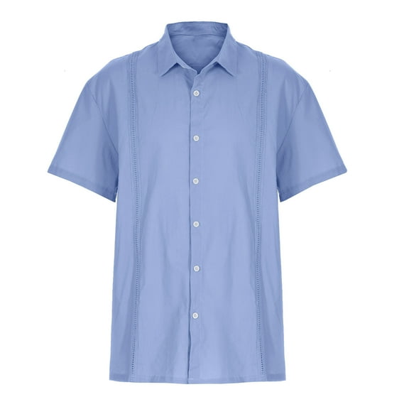 asdoklhq Clearance, 2025 Summer Fall Mens Tops Clearance under $5 Men's Button Trend Casual Shirts Cotton Linen Shirts Long Sleeve Shirts,Blue M