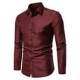 thumbnail image 1 of asdoklhq Clearance, 2025 Summer Fall Mens Tops Clearance under $5 Men's Printed No Iron Loose Button Lapel Long Sleeved Shirt,Red XL, 1 of 9