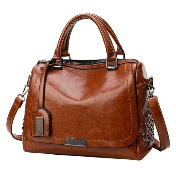 asdoklhq Clearance Bags Under $5.00,Women Solid Rivet Cover Crossbody Bag Messenger Bag Totes Brown
