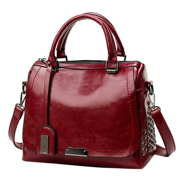 asdoklhq Clearance Bags Under $5.00,Women Solid Rivet Cover Crossbody Bag Messenger Bag Totes Wine