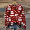 thumbnail image 1 of asdoklhq Clearance Plus Size Christmas Clothing,Women's Christmas Printed Round Neck Long Sleeved Top Loose Fitting Sweater, 1 of 3