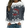 thumbnail image 1 of asdoklhq Clearance Plus Size Christmas Clothing,Women's Fashion Printed Loose T-Shirt Long Sleeves Blouse Round Neck Casual Tops, 1 of 4
