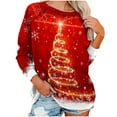 thumbnail image 1 of asdoklhq Clearance Plus Size Christmas Clothing,Women's Tops Christmas Print Round Neck Sweater Loose Blouse Hoodless Sweatshirt, 1 of 6