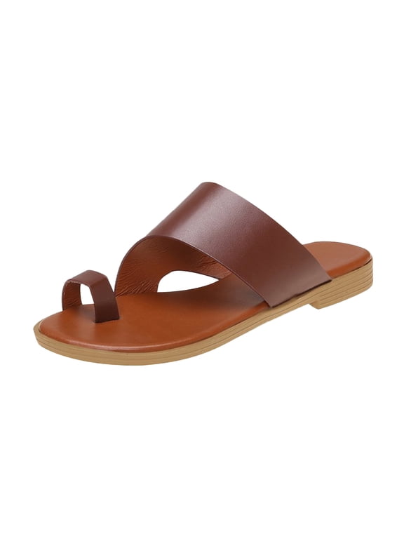 Clearance Women Shoes Under $10, Minimalist Flat Thong Toe Ring Wide Fit Sandals