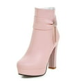 thumbnail image 1 of asdoklhq Clearance Women Shoes Under $10,Women Retro Flat Bottom Shoes Casual Boots Plus Size Slip On Double Zipper Shoes, 1 of 1