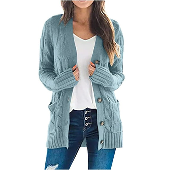 asdoklhq Coat for Women Clearance $2,Women's Knit Cardigans Loose Slouchy Oversized Wrap Chunky Pocket Sweaters Coat