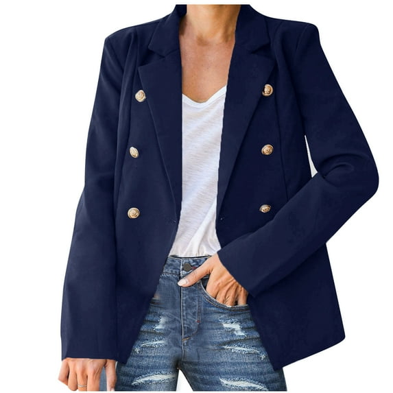 asdoklhq Coat for Women Clearance $2,Womens Ladies Solid Collar Slim Long Sleeve Office Jacket Coat Outerwear Tops