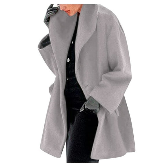 asdoklhq Coat for Women Clearance $2,Womens Winter Wool Coat Trench Jacket Ladies Warm Slim Long Overcoat Outwear
