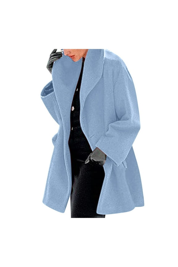 Coat for Women Clearance $2,Womens Winter Wool Coat Trench Jacket Ladies Warm Slim Long Overcoat Outwear