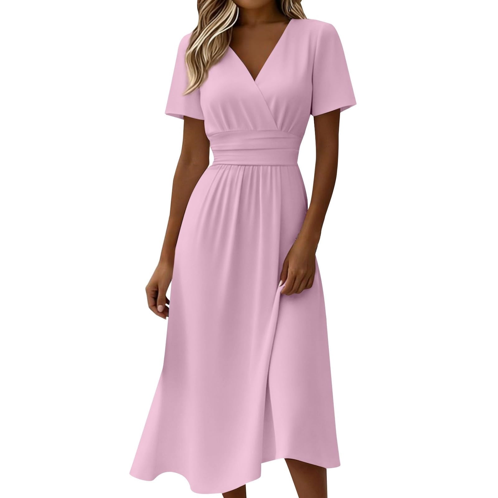 cocktail a line dresses for women asdoklhq Lady Mother Of The Bride Dresses Dress Women's Solid Color Casual Dress Pink 2X GOING-OUT-DRESS Maintenance Tips Color:Vision a line wedding guest