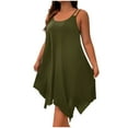 thumbnail image 1 of asdoklhq Cocktail Dresses for Women Semi Formal Spring Summer Sleeveless Round-Neck Outwear Trendy Loose Breathable Dress for Women Army Green 3X, 1 of 8