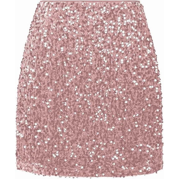 asdoklhq Corset Dress Women's Sequin Skirt Glitter Skirt Sequin Skirt Year's Eve Outfit Carnival Glitter Mini Skirt Sequin Skirt Short Festive Outfits Carnival Costumes Party Pink 5X