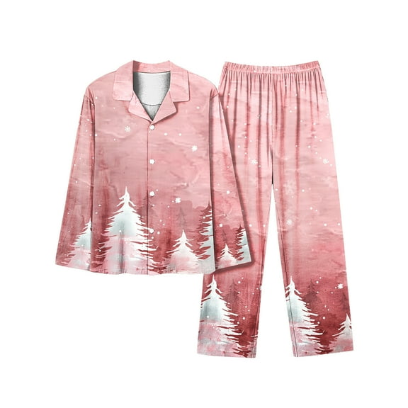 asdoklhq Cotton Pajamas for Women Christmas Long Sleeved Long Pants Couple Pajamas Women's Home Clothes Multicolor 5X