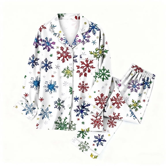 asdoklhq Cotton Pajamas for Women Set Christmas women's long sleeved hooded pajama set Multicolor L