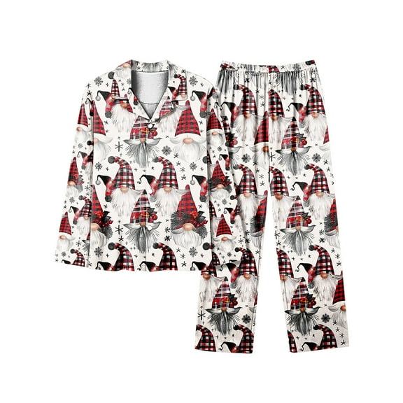 asdoklhq Cotton Pajamas for Women Set Women's Christmas Long Sleeved Long Pants Couple Pajamas Women's Home Clothes Multicolor 5X
