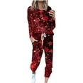 thumbnail image 1 of asdoklhq Cotton Pajamas for Women Set Women's Fashionable Christmas Loose Printed Long Sleeved Round Neck Drawstring Casual Set Multicolor 2X, 1 of 5