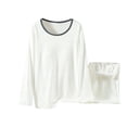 thumbnail image 1 of asdoklhq Cotton Pajamas for Women Set Women's Innerwear Set for Fall and Winter - Soft and Warm Long-Sleeved Thermal Top with Round Neck White XL, 1 of 3