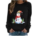 thumbnail image 1 of asdoklhq Cotton Sweaters for Women Fashion Casual Christmas Print Round Neck Loose Long Sleeve T-shirt Blouse Black 2X, 1 of 5