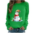thumbnail image 1 of asdoklhq Cotton Sweaters for Women Fashion Casual Christmas Print Round Neck Loose Long Sleeve T-shirt Blouse Green XL, 1 of 5