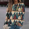 thumbnail image 1 of asdoklhq Crewneck Sweatshirts Women Christmas Printed Loose Casual Long Sleeve Round Neck Hoodless Straight Shoulder Sweater Green 3X, 1 of 5