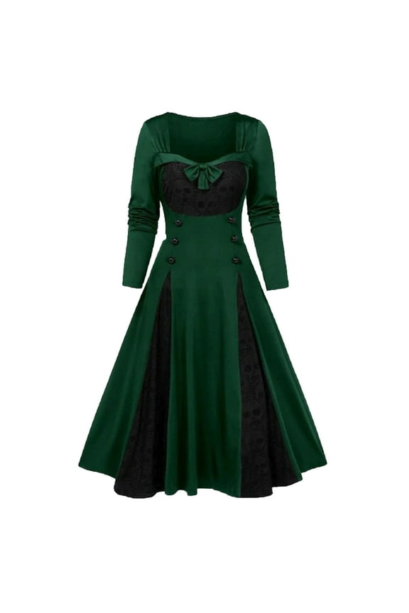 Dresses for Women 2025 Elegant Classy Womens Halloween Gothic Solid Dress Green 3X