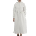thumbnail image 1 of asdoklhq Dresses for Women Ladies' Fashion Solid Color Pocket Waist Splicing Hooded Dress Beige L, 1 of 4