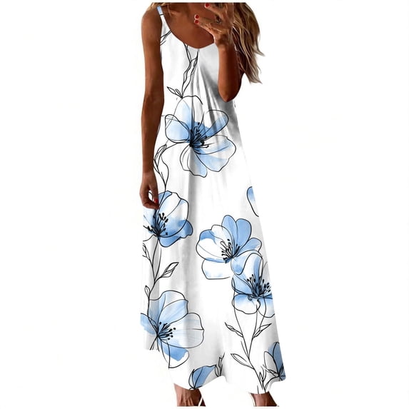 asdoklhq Dresses for Women Quinceanera Dresses Ladies' Fashion Print Round Neck Dress Multicolor 4X