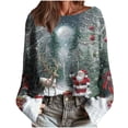 thumbnail image 1 of asdoklhq Fall Sweaters for Women's Winter Christmas Printed Long Sleeved Round Neck Coarse Woven Stripe Long Sleeved Pullover Top Navy 2X, 1 of 7