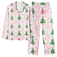 thumbnail image 1 of asdoklhq Flannel Pajamas for Women Christmas Home Pocket Printed Pajama Set for Daily Home Wear Long Sleeves Set Pink 2X, 1 of 8