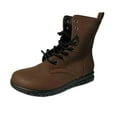 thumbnail image 1 of asdoklhq Flat Shoes for Women British Style Solid Color Lace-up Boots Side Zip Casual Wedge Heel Women's Boots Brown 36, 1 of 9