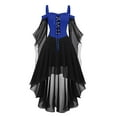 thumbnail image 1 of asdoklhq Floral Dress for Women Plus Size Cold Shoulder Sleeve Lace Up Halloween Dress Dark Blue XL, 1 of 3