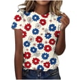 thumbnail image 1 of asdoklhq Fourth Of July Shirts for Women Oversized Tshirts Women's Casual and Fashionable Printed T-shirt with Round Neck and Short Sleeved Top Beige M, 1 of 6