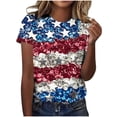 thumbnail image 1 of asdoklhq Fourth Of July Shirts for Women Oversized Tshirts Women's Casual and Fashionable Printed T-shirt with Round Neck and Short Sleeved Top Silver S, 1 of 6
