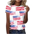 thumbnail image 1 of asdoklhq Fourth Of July Shirts for Women Oversized Tshirts Women's Casual and Fashionable Printed T-shirt with Round Neck and Short Sleeved Red XL, 1 of 7