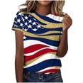 thumbnail image 1 of asdoklhq Fourth Of July Shirts for Women Oversized Tshirts Women's Casual and Fashionable Printed T-shirt with Round Neck and Short Sleeved Yellow S, 1 of 6