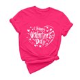 thumbnail image 1 of asdoklhq Funny Valentine's Day Tees for Women Women's Casual Round Neck Short-sleeved Christmas Tree Printed T-shirt Hot Pink 2X, 1 of 6