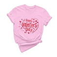 thumbnail image 1 of asdoklhq Funny Valentine's Day Tees for Women Women's Casual Round Neck Short-sleeved Christmas Tree Printed T-shirt Pink 3X, 1 of 6