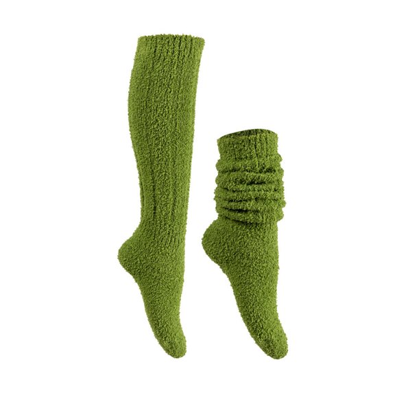 asdoklhq Fuzzy Socks for Women Japanese Style Leg Warmers Wool Knit Long Leg Warmers Loose High Socks Green Free Size
