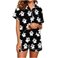 Ghost Sleep Robe asdoklhq Halloween Pajamas for Women Ghost Pjs 2 Piece Sets Bat Lounge ...