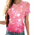 thumbnail image 1 of asdoklhq Heart Print Valentine's Day Tees Ladies' Fashion Valentine's Day Printed Short Sleeved Round Neck Top/shirt Pink XL, 1 of 4