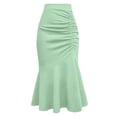 thumbnail image 1 of asdoklhq Holiday Party Dresses for Women Solid Color Fishtail Waist Hip Skirt Green XL, 1 of 5